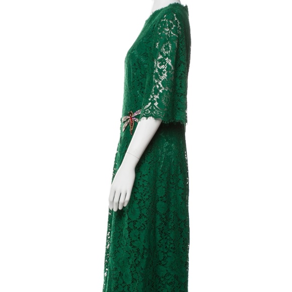 Dolce & Gabbana Dragonfly-Embellished Lace Midi Dress Gorgeous Classic - Picture 4 of 11